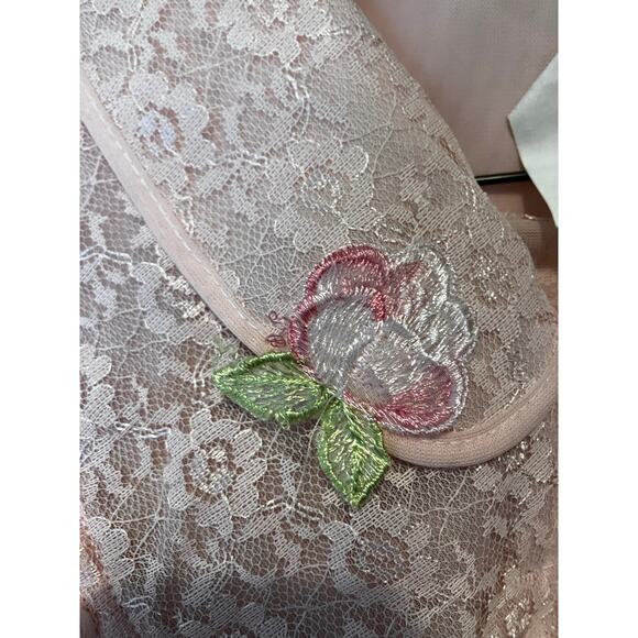 Vintage Pink Lace Nightgown Dress Coquette Cottagecore Lolita - Picture 16 of 16